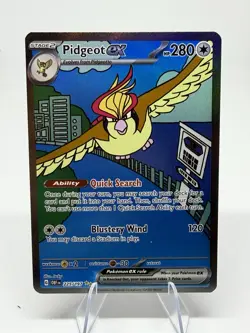 Pidgeot EX Sv03: Obsidian Flames 225/197 Holo Special Pokemon TCG Card NM - Image 1