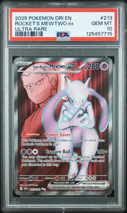 POKEMON DRI EN-DESTINED RIVALS 213 TEAM ROCKET'S MEWTWO EX ULTRA RARE PSA 10 - Image 1