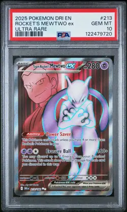 2025 POKEMON DRI EN-DESTINED RIVALS ULTRA RARE TEAM ROCKET'S MEWTWO EX PSA 10 - Image 1