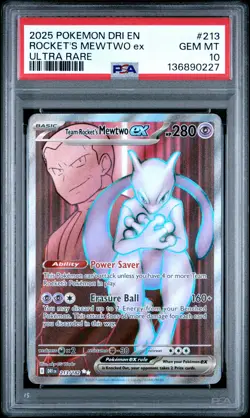 2025 POKEMON DRI EN-DESTINED RIVALS ULTRA RARE TEAM ROCKET'S MEWTWO EX PSA 10 - Image 1