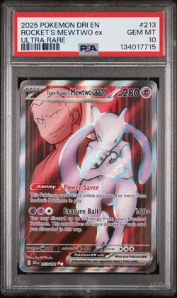 2025 POKEMON DRI EN-DESTINED RIVALS ULTRA RARE TEAM ROCKET'S MEWTWO EX PSA 10 - Image 1