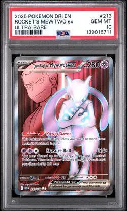 2025 POKEMON DRI EN-DESTINED RIVALS ULTRA RARE TEAM ROCKET'S MEWTWO EX PSA 10 - Image 1
