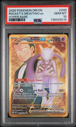 2025 POKEMON DRI EN-DESTINED RIVALS #240 TEAM ROCKET'S MEWTWO PSA 10 - 128670663 - Image 1