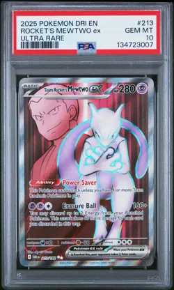 2025 POKEMON DRI EN-DESTINED RIVALS ULTRA RARE TEAM ROCKET'S MEWTWO EX PSA 10 - Image 1