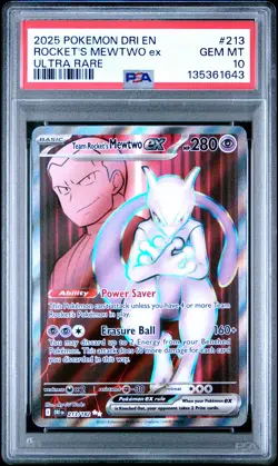 2025 POKEMON DRI EN-DESTINED RIVALS ULTRA RARE TEAM ROCKET'S MEWTWO EX PSA 10 - Image 1