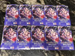 One Piece OP-14 The Azure Sea’s Seven Sleeved Booster Pack English TCG Lot Of 10 - Image 1