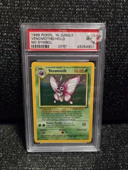 PSA 9 Mint Pokemon 1999 Unlimited Holo Venomoth Jungle No Symbol Error #13 Rare! - Image 1