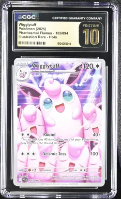 2025 Pokemon Wigglytuff Phantasmal Flames 105/094 IR CGC PRISTINE 10 - Image 1