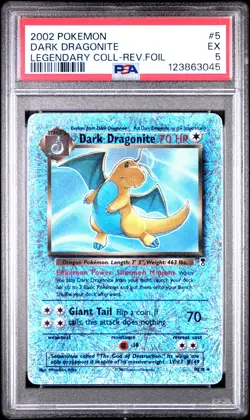 2002 POKEMON LEGENDARY COLLECTION #5 DARK DRAGONITE-REVERSE FOIL PSA 5 - Image 1
