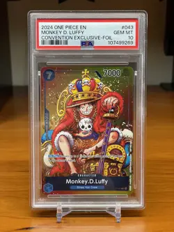2024 One Piece Promo Convention Exclusive Foil P-043 P Monkey D. Luffy PSA 10 EN - Image 1