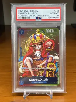 2024 One Piece Promo Convention Exclusive Foil P-043 P Monkey D. Luffy PSA 10 EN - Image 1