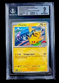 BGS 9 Pikachu SVP 190 World Championships Black Star Promo Pokemon Card TCG - Image 1