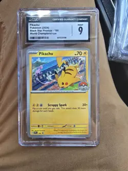 Pokemon Card TCG - Pikachu SVP 190 World Championships Black Star Promo CGC 9 - Image 1