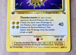 Vintage Zapdos 1st Edition Fossil Pokemon Card 30/62 Non-Holo TCG Legendary - Image 3