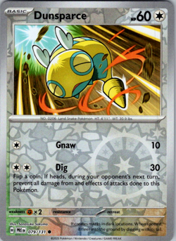 Pokemon TCG Dunsparce 079/131 Prismatic Evolutions Reverse Holo NM Card - Image 1