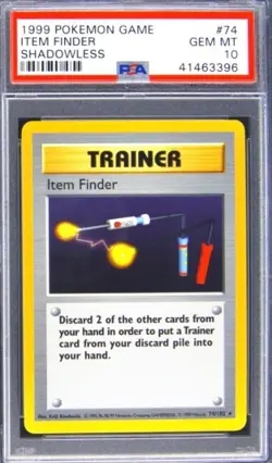 EBAY PSA 10 GEM MINT ITEM FINDER 74/102 SHADOWLESS Base Set RARE Pokemon Card - Image 1