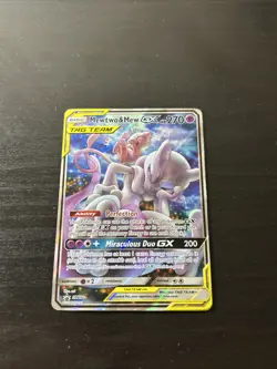 Pokemon TCG Mewtwo and Mew GX SM191 Holo Promo Card - Image 1