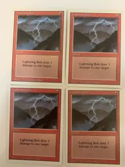 MTG NM Lightning Bolt X 4 Revised 3rd Edition - Image 1