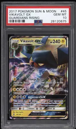 2017 Pokemon Sun & Moon Guardians Rising Vikavolt GX #45 PSA 10 GEM MINT - Image 1