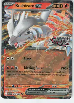 Reshiram ex 020/086 Stamped Promo Double Rare Holo SV: White Flare NM Pokemon - Image 1