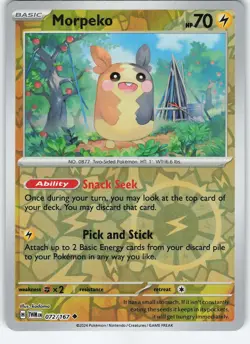 Morpeko 072/167 SV06: Twilight Masquerade Uncommon Reverse Holo MP Pokemon - Image 1