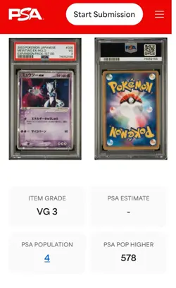 Mewtwo ex Japanese 1st Ed. Pokemon ADV 2003 Ruby & Sapphire PSA 3 LOW POP /4 - Image 5