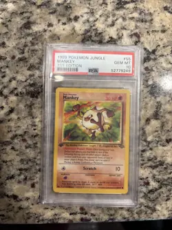PSA 10 GEM MINT 💎1999 POKEMON JUNGLE 1ST EDITION- MANKEY #55 ENGLISH - Image 1