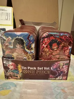 One Piece Tin Pack Set Vol. 1 Gol.D.Roger English NEW Factory Sealed (12 tins) - Image 1