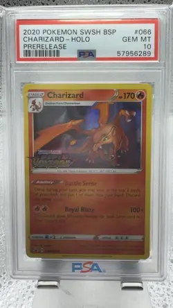 2020 Pokemon Vivid Voltage Prerelease Charizard Holo #66 Black Star Promo PSA 10 - Image 1