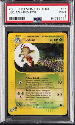 2003 POKEMON SKYRIDGE #15 LEDIAN-REVERSE FOIL PSA 9 - Image 1
