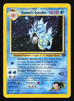 Giovanni's Gyarados 5/132 Gym Challenge Holo Rare Pokemon Card SWIRL - Image 1