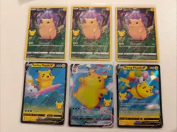 2021 Pokemon Celebrations Pikachu Full Art #05/025 - 6 Card Lot Flying, Surfing - Image 1