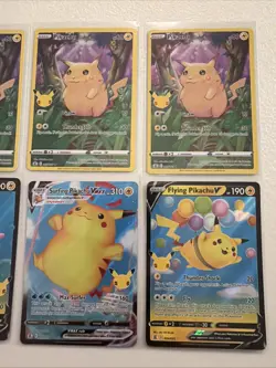 2021 Pokemon Celebrations Pikachu Full Art #05/025 - 6 Card Lot Flying, Surfing - Image 3