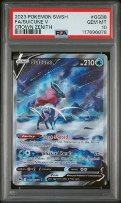 2023 POKEMON SWORD AND SHIELD CROWN ZENITH GG38 FULL ART/SUICUNE V - PSA 10 - Image 1
