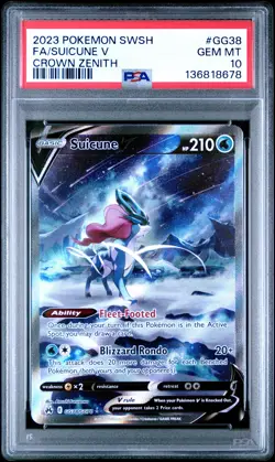 2023 POKEMON SWORD & SHIELD CROWN ZENITH #GG38 FULL ART/SUICUNE V PSA 10 - Image 1