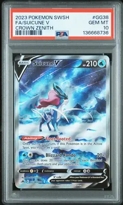 2023 POKEMON SWORD & SHIELD CROWN ZENITH #GG38 FULL ART/SUICUNE V PSA 10 - Image 1