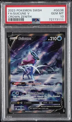 2023 POKEMON SWORD & SHIELD CROWN ZENITH #GG38 FULL ART/SUICUNE V PSA 10 - Image 1