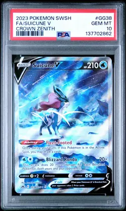 2023 POKEMON SWORD & SHIELD CROWN ZENITH #GG38 FULL ART/SUICUNE V PSA 10 - Image 1