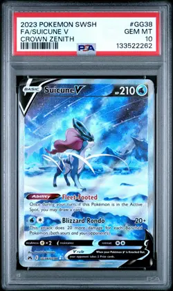 2023 POKEMON SWORD & SHIELD CROWN ZENITH #GG38 FULL ART/SUICUNE V PSA 10 - Image 1