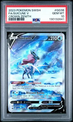 2023 POKEMON SWORD & SHIELD CROWN ZENITH #GG38 FULL ART/SUICUNE V PSA 10 - Image 1