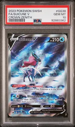 2023 POKEMON SWORD & SHIELD CROWN ZENITH #GG38 FULL ART/SUICUNE V PSA 10 - Image 1