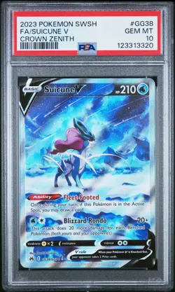 2023 POKEMON SWORD & SHIELD CROWN ZENITH #GG38 FULL ART/SUICUNE V PSA 10 - Image 1