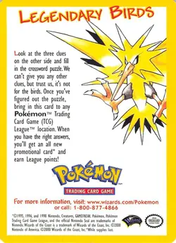 Pokemon Promo Legendary Birds TCG WOTC Promotional Card Rare - Image 1