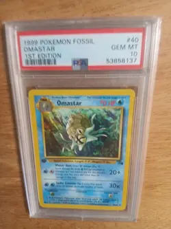 Pokemon Card 1st Edition Fossil #40 Omastar PSA 10 GEM MINT 1999 WOTC Vintage - Image 2