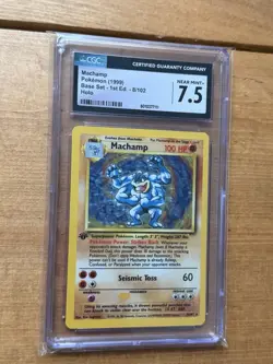 1999 Pokemon TCG Machamp Base Set 1st Edition 8/102 Holo Rare Card CGC 7.5 - Image 3