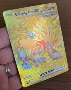 Pokemon TCG Gouging Fire Ex 214/162 Temporal Forces Full Art Gold Secret Rare NM - Image 2