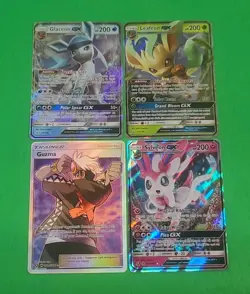 Pokemon NM-M Alternate Full Art GX's Lot Of 4 Sylveon, Leafeon, Glaceon, Guzma - Image 2