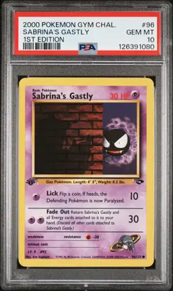 2000 POKEMON GYM CHALLENGE 1ST ED #96 SABRINA'S GASTLY PSA 10 - Image 1