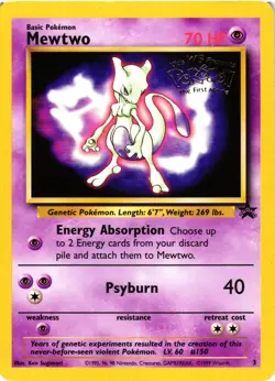 Pokemon TCG Mewtwo Wizards Black Star Promos 3 Regular Promo LP - Image 1