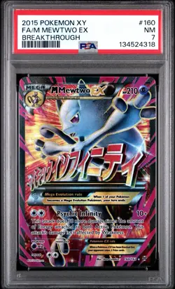 2015 Pokemon XY Breakthrough Full Art Mega Mewtwo 160/162 #160 PSA 7 - Image 1